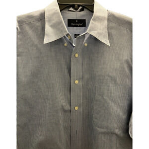 Barrington Men’s Dress Shirt 17 32/33 Blue Check Button-Down Long Sleeve Classic
